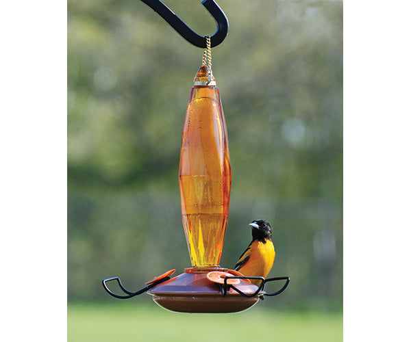 Oriole Feeder Cut Glass Amber